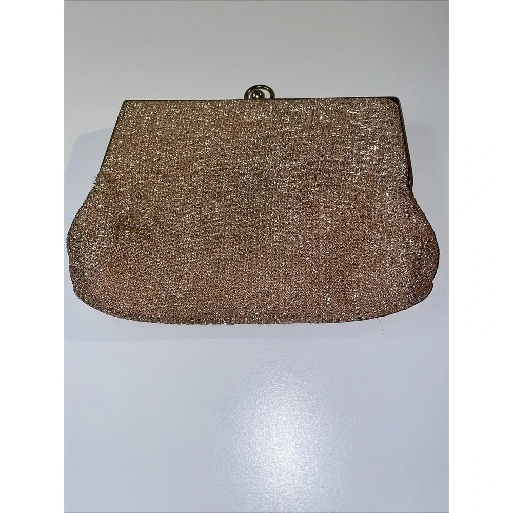 Vintage Sparkly Gold Handbag Purse Clutch 6